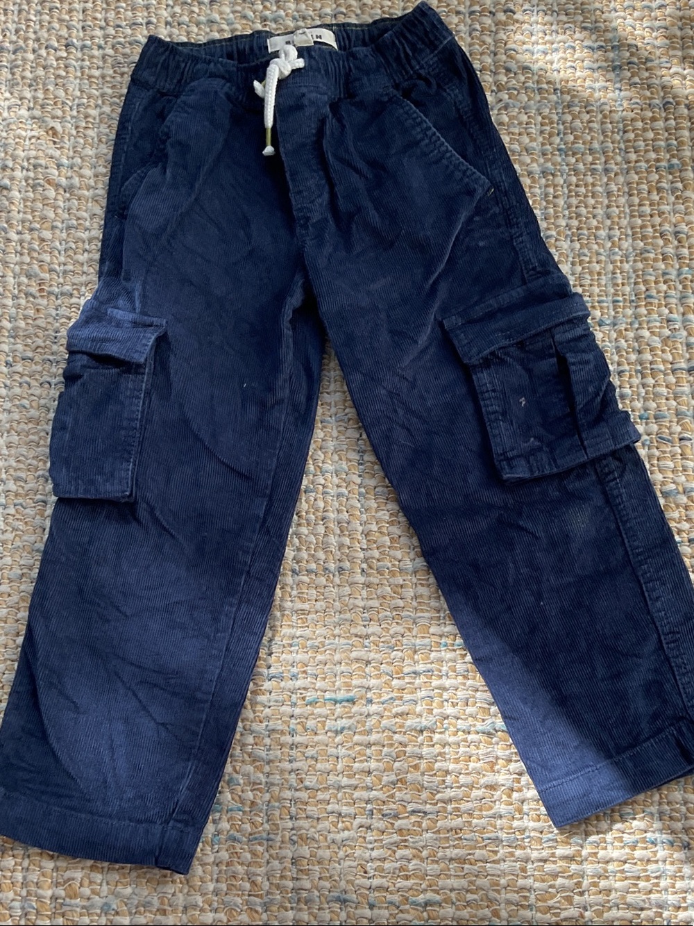 Mini Boden Navy Corduroy Cargo Pants with Drawstring